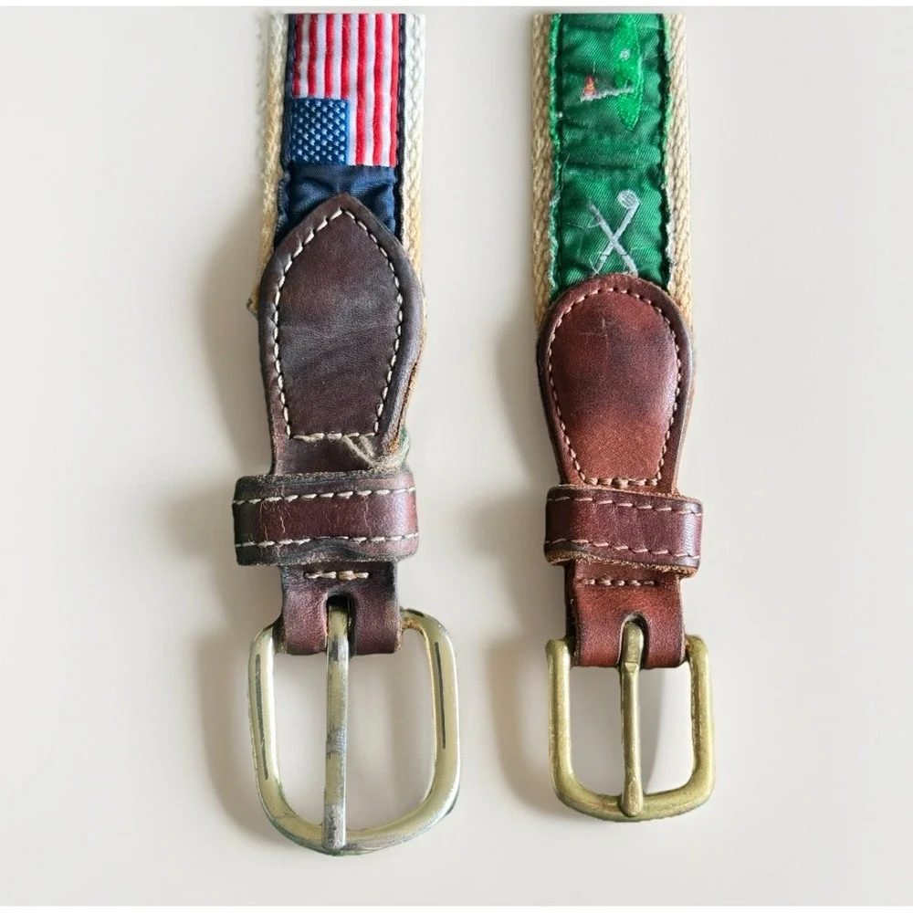 J. Bailey Bailey Boys Belt Lot of 4 Size 22 Golf Masters Fish Marlin USA Flag
